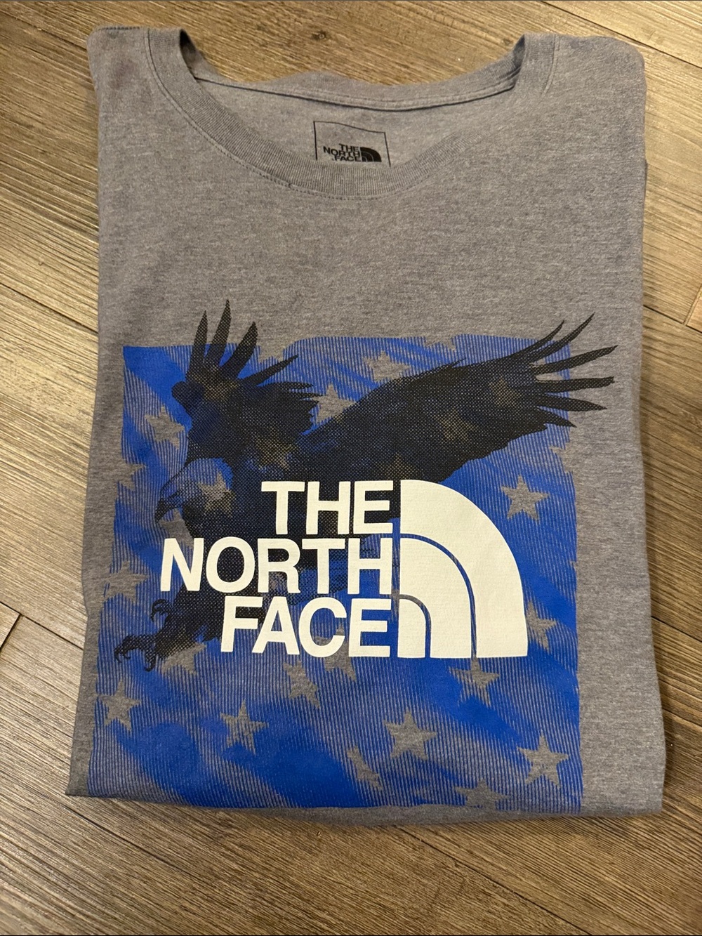 The North Face Grey Tee with Blue Eagle Graphic. 3XL. GUC!